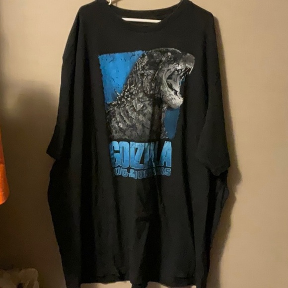Black Graphic Tee with Blue Godzilla Print - Picture 1 of 4